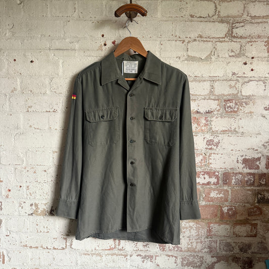 1980s Khaki Green German Military Button Shirt