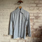 1970s White Checkered Dagger Collar Shirt