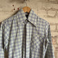 1970s White Checkered Dagger Collar Shirt