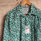1970s Green Patterned Dagger Collar Button Shirt