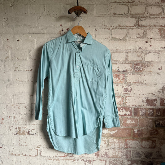 1950s Turquoise British Pullover Cotton Shirt