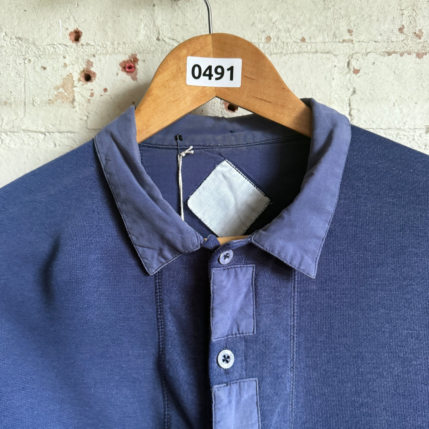 1980s Navy Faded Cotton Button Sweatshirt Shirt