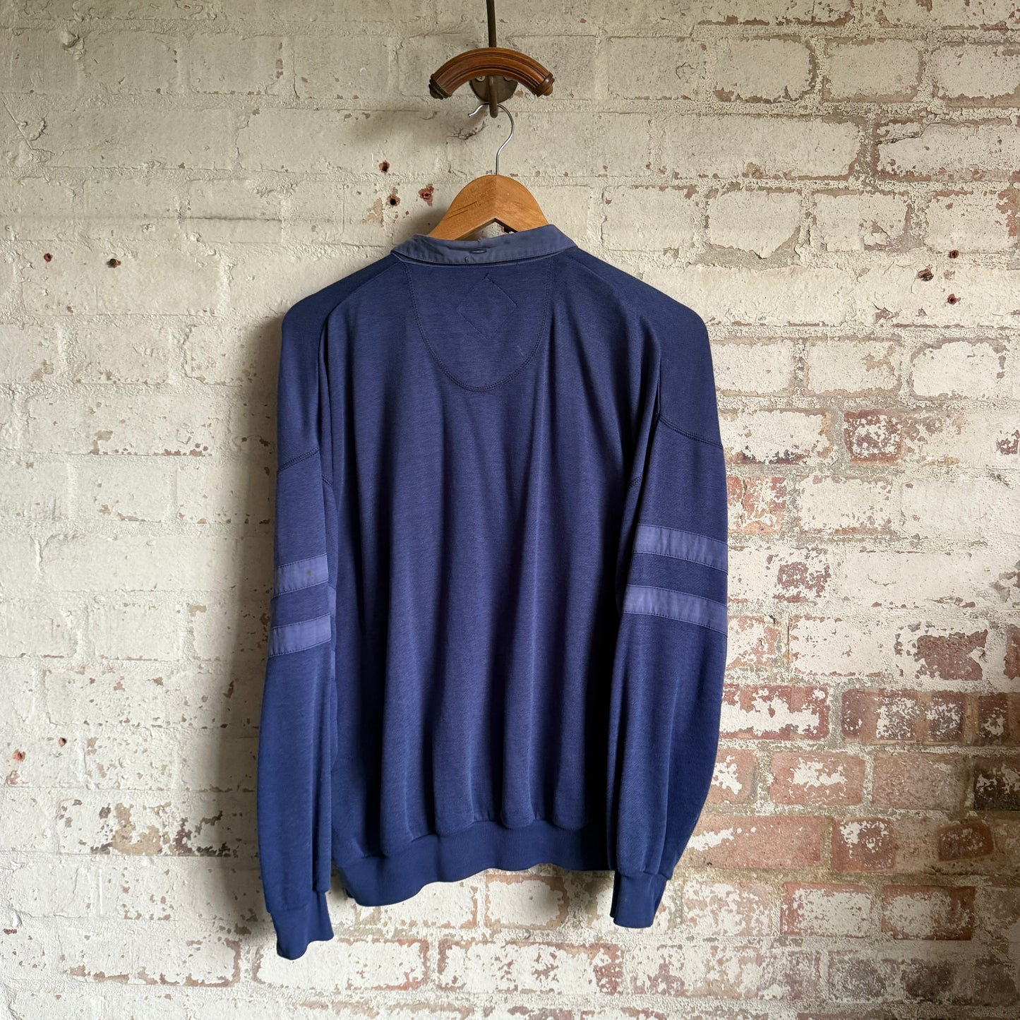1980s Navy Faded Cotton Button Sweatshirt Shirt