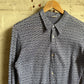 1970s Navy Patterned Knitted Button Shirt