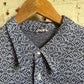 1970s Navy Patterned Knitted Button Shirt