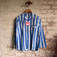 1940s 1950s Blue Striped Dead Stock Pyjama Leisure Shirt