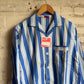 1940s 1950s Blue Striped Dead Stock Pyjama Leisure Shirt