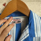 1940s 1950s Blue Striped Dead Stock Pyjama Leisure Shirt