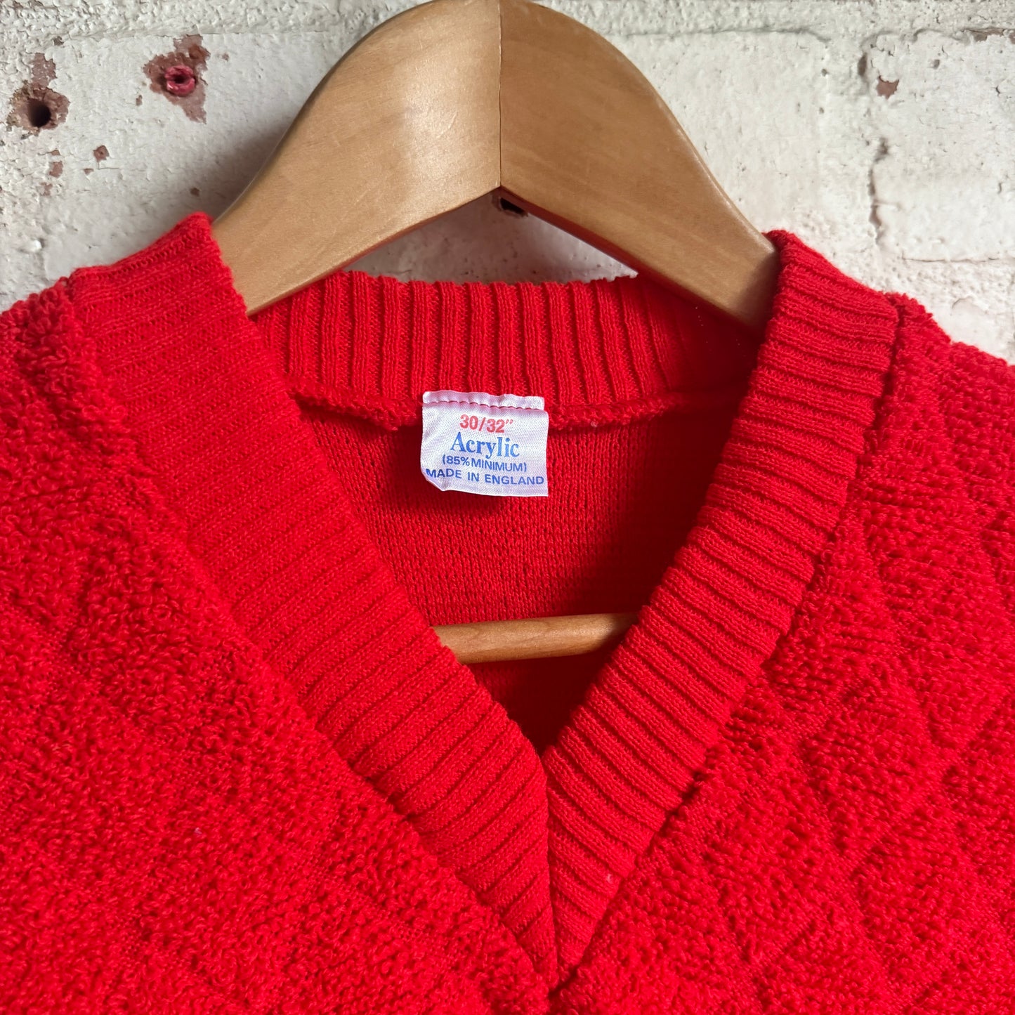 1970s Red Patterned Towelling Knitted Jumper