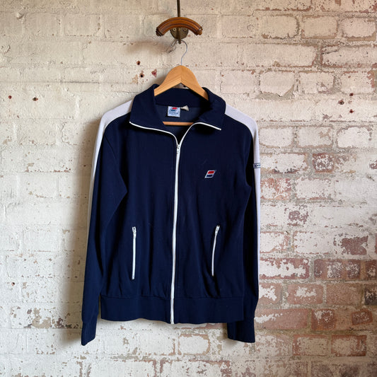 1980s Navy Zip Up Track Top