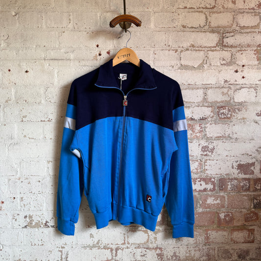 1980s Blue and Navy Zip Up Track Top