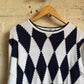 1980s St Michaels Striped Argyle Knit Jumper