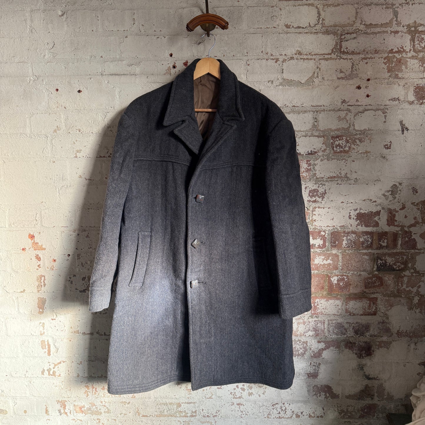 1950s Grey Wool French Overcoat Jacket