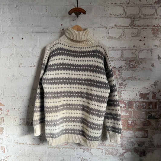 1960s Beige Norwegian Knitted Roll Neck Jumper