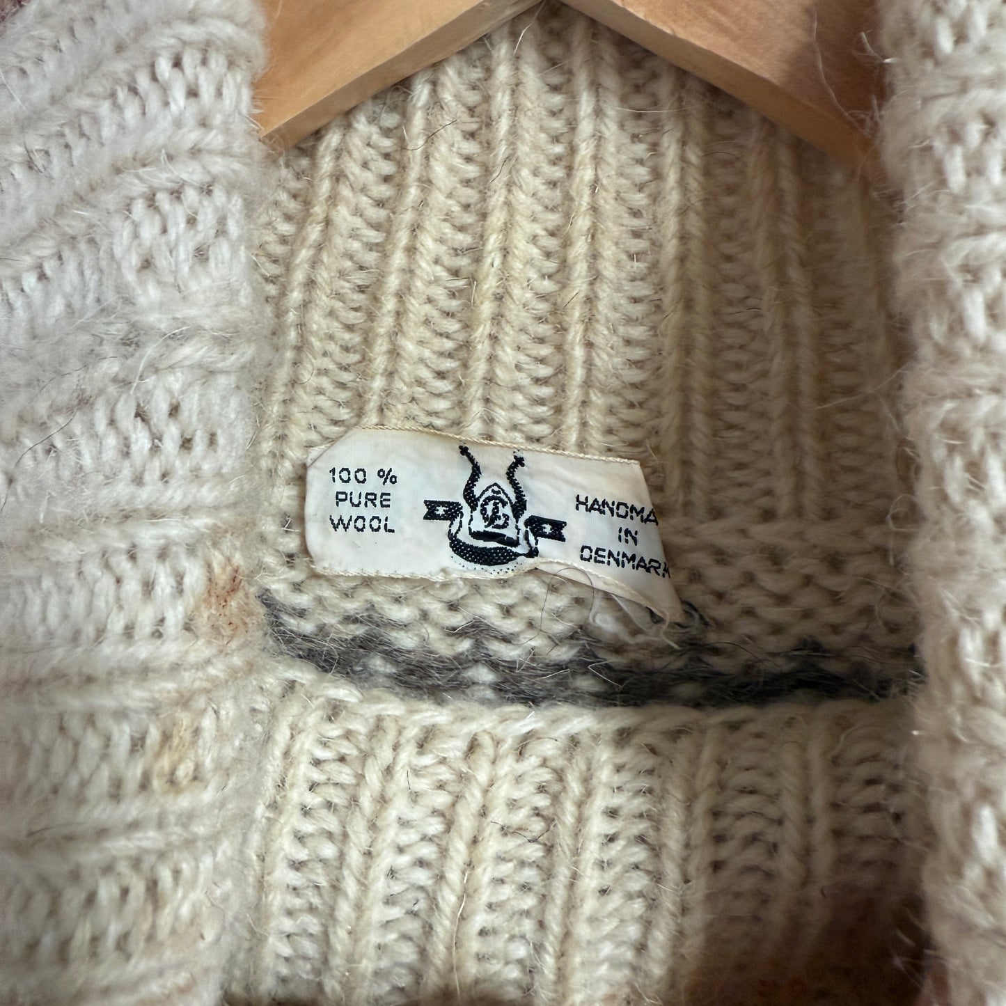 1960s Beige Norwegian Knitted Roll Neck Jumper