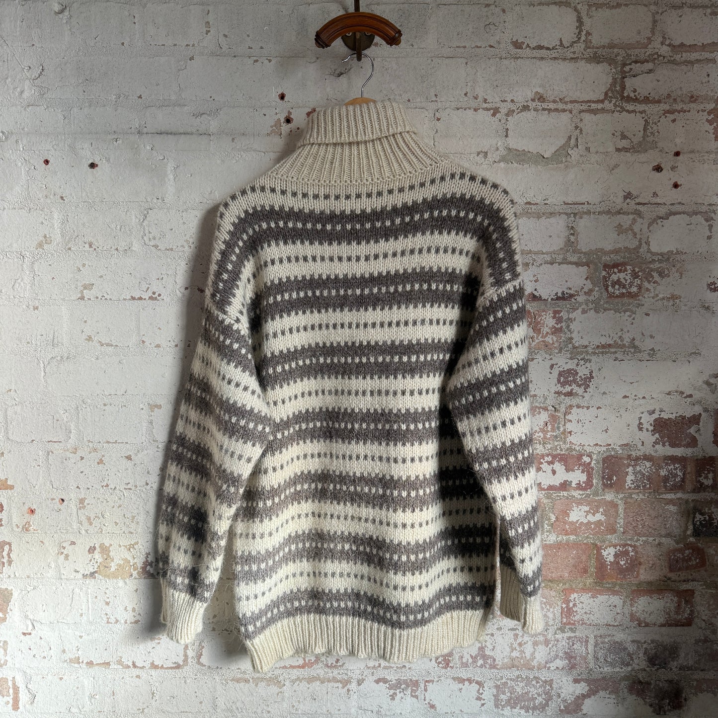 1960s Beige Norwegian Knitted Roll Neck Jumper