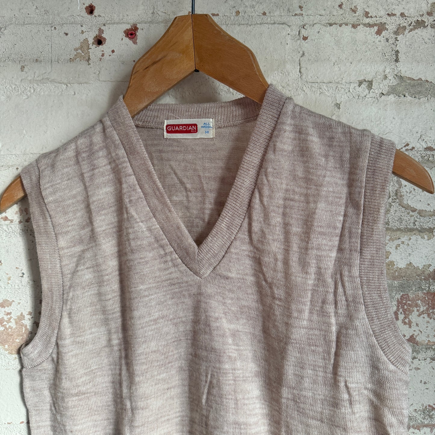 1950s Beige British Wool Knitted Tank Top Jumper