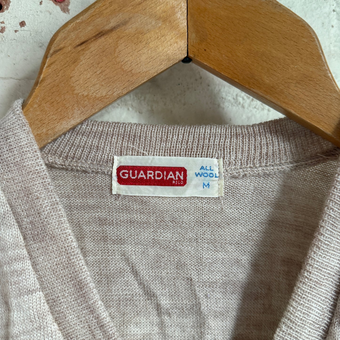 1950s Beige British Wool Knitted Tank Top Jumper