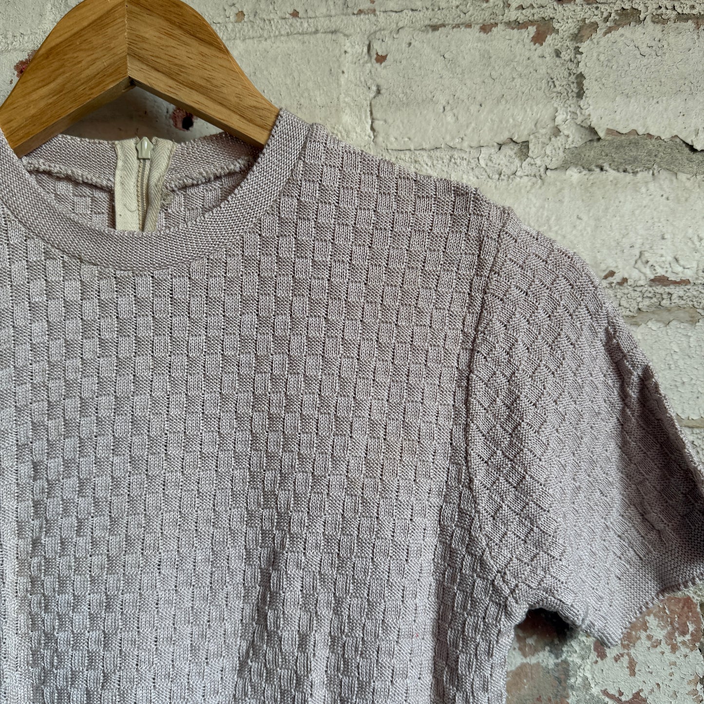 1950s Beige Wool Patterned Zip Shirt