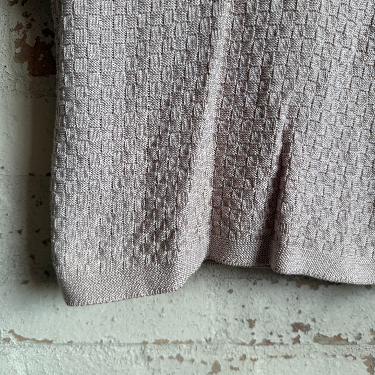 1950s Beige Wool Patterned Zip Shirt