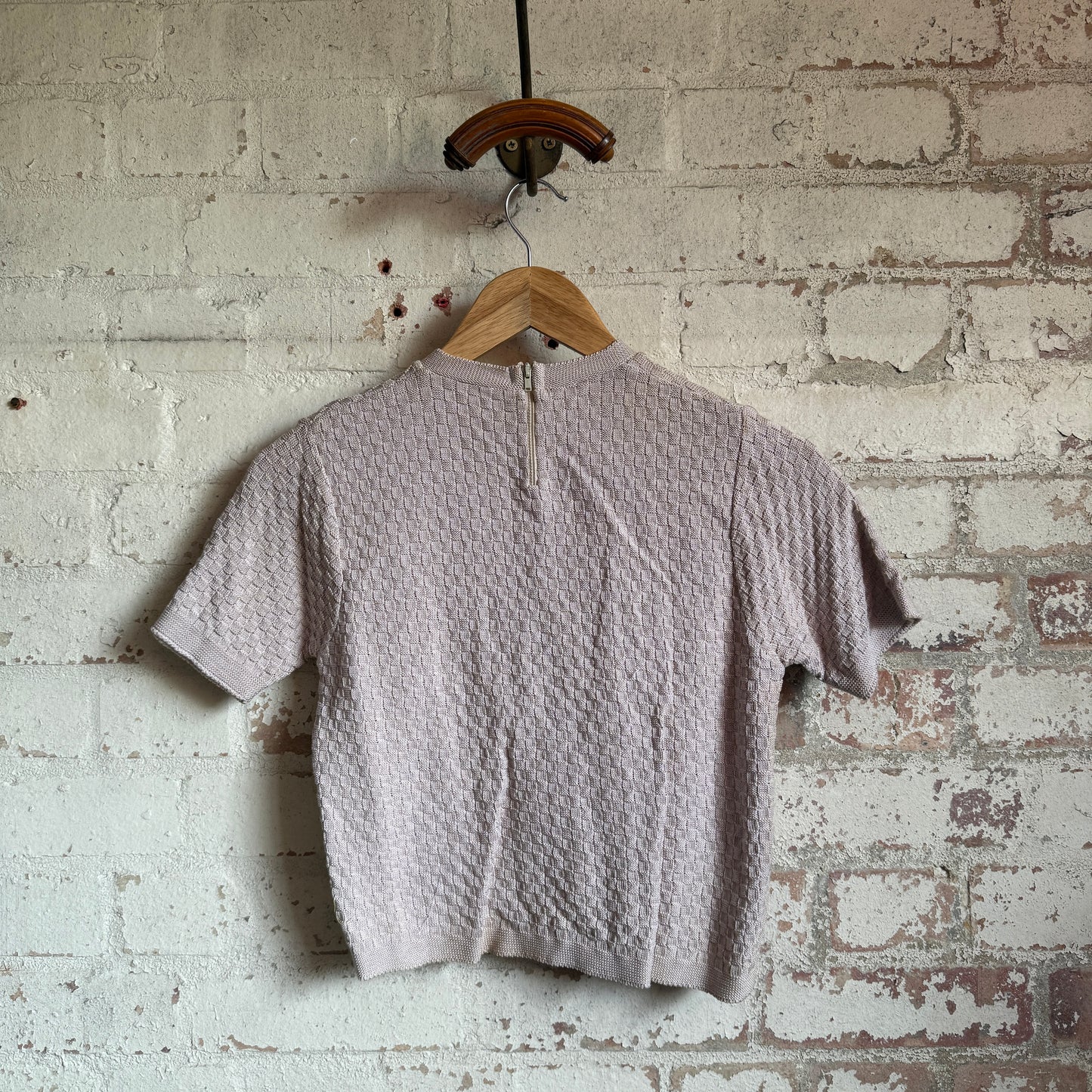 1950s Beige Wool Patterned Zip Shirt