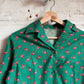 1970s Green Patterned Shirt Blouse