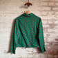 1970s Green Patterned Shirt Blouse