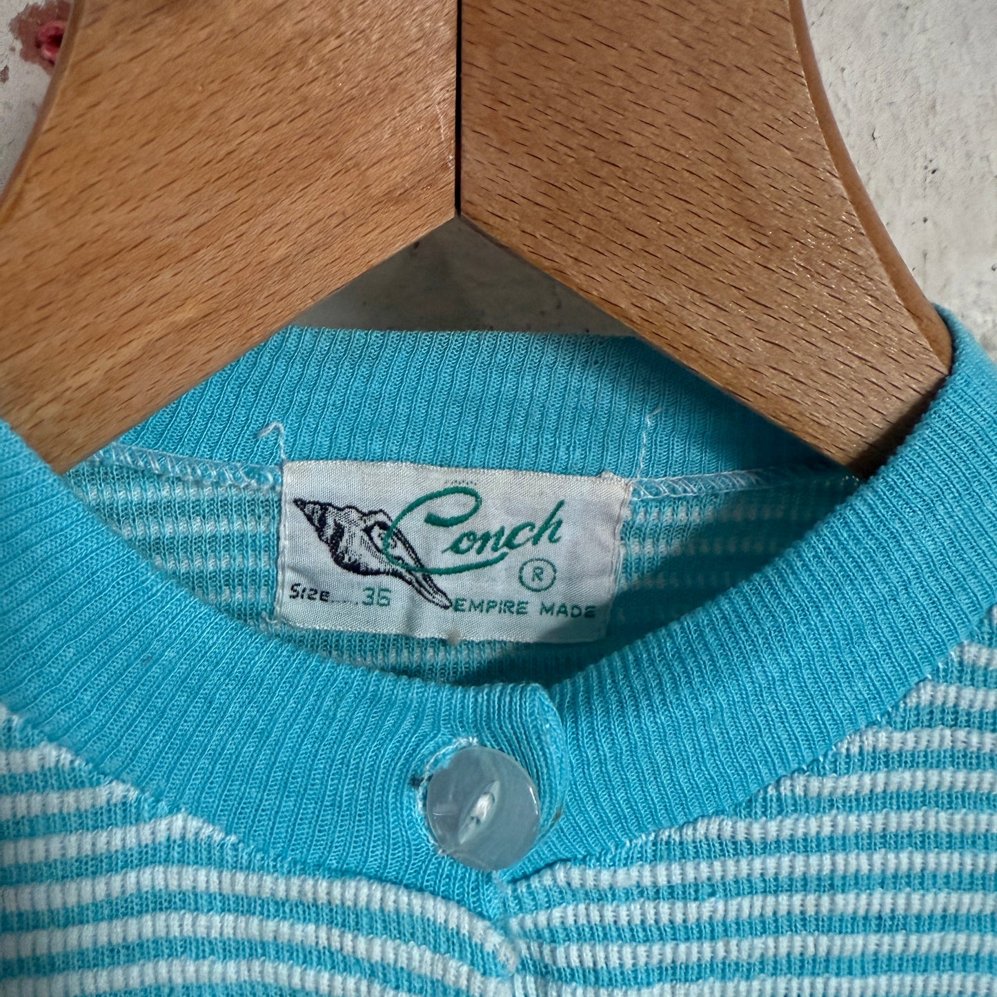 1960s Blue Striped British Cardigan Top