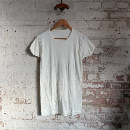 1980s Cream Blank Cotton T-Shirt