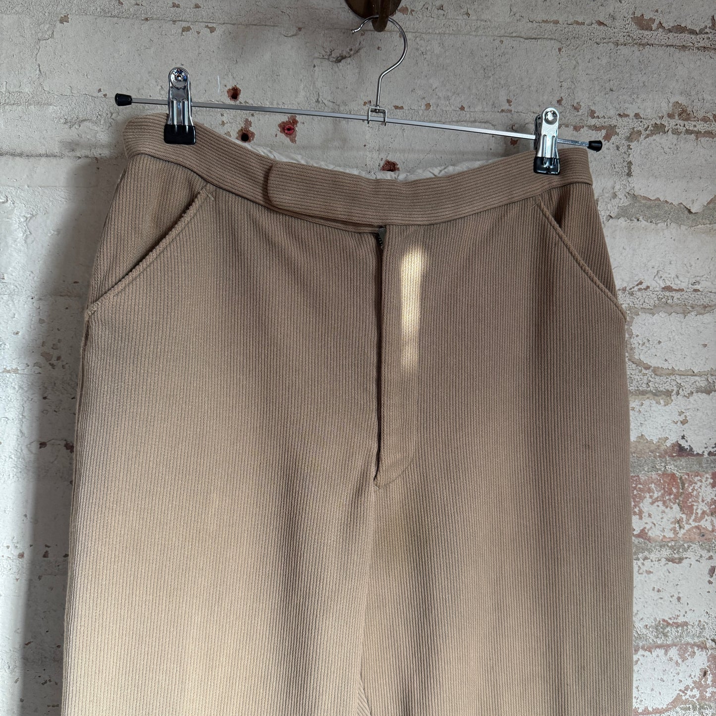 1960s Beige Wool British Formal Trousers