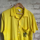 1970s Yellow Graphic Polo Shirt Top