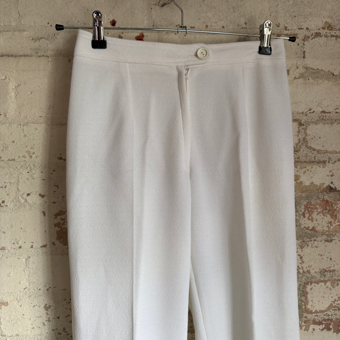 1970s White St Michaels Flared Trousers