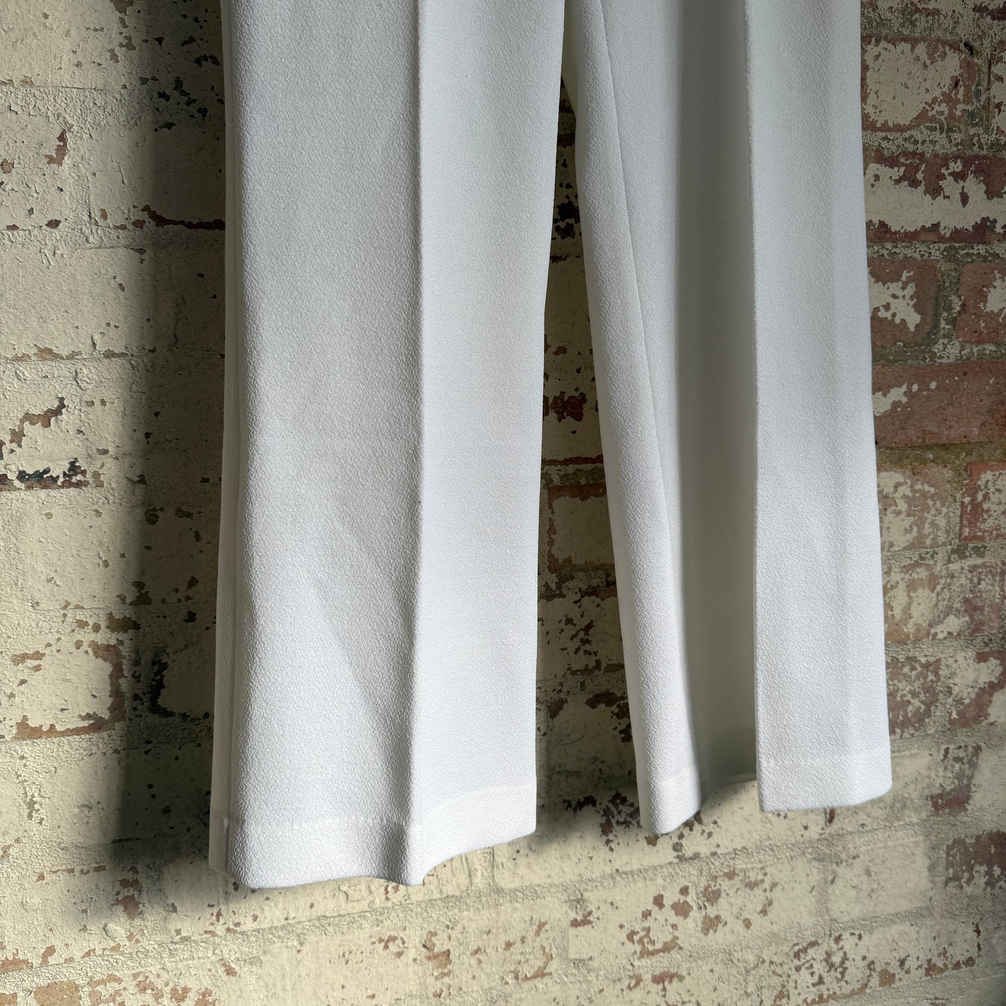 1970s White St Michaels Flared Trousers