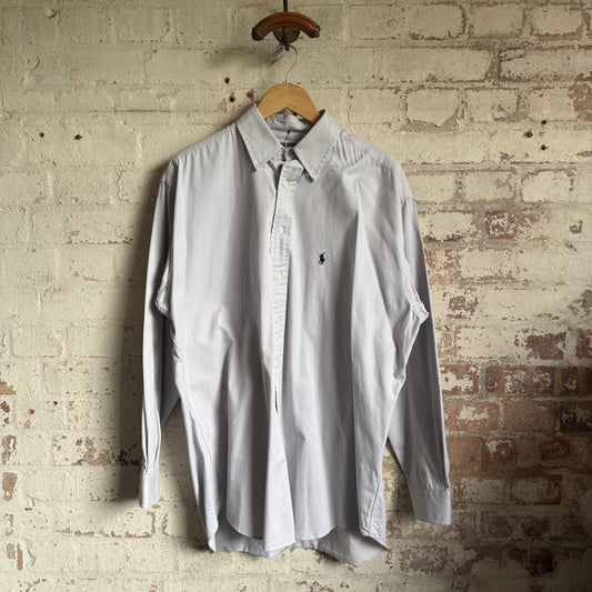 1990s Grey Ralph Lauren Blaire Button Shirt