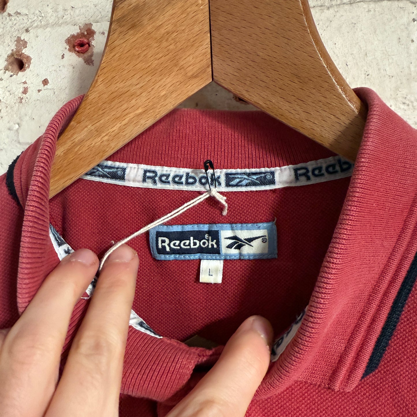 1990s Red Reebok Embroidered Polo Shirt Top