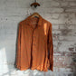 1970s Orange Patterned Flower Print Button Shirt