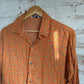 1970s Orange Patterned Flower Print Button Shirt