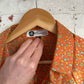 1970s Orange Patterned Flower Print Button Shirt