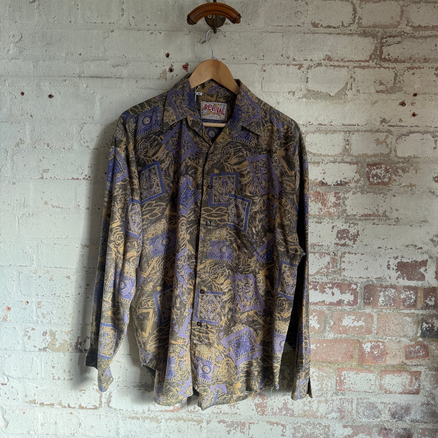 1980s Purple Paisley Printed Button Shirt
