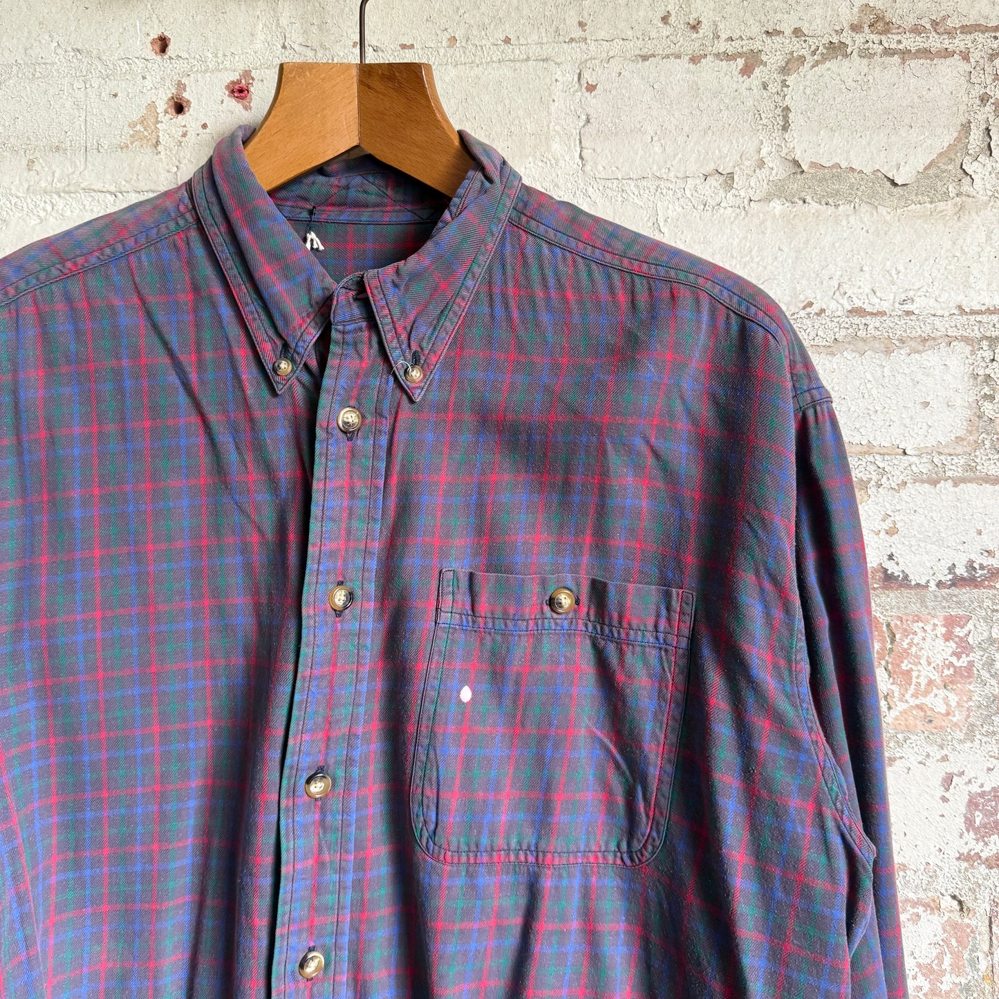 1980s Navy Checkered Long Sleeve Shirt