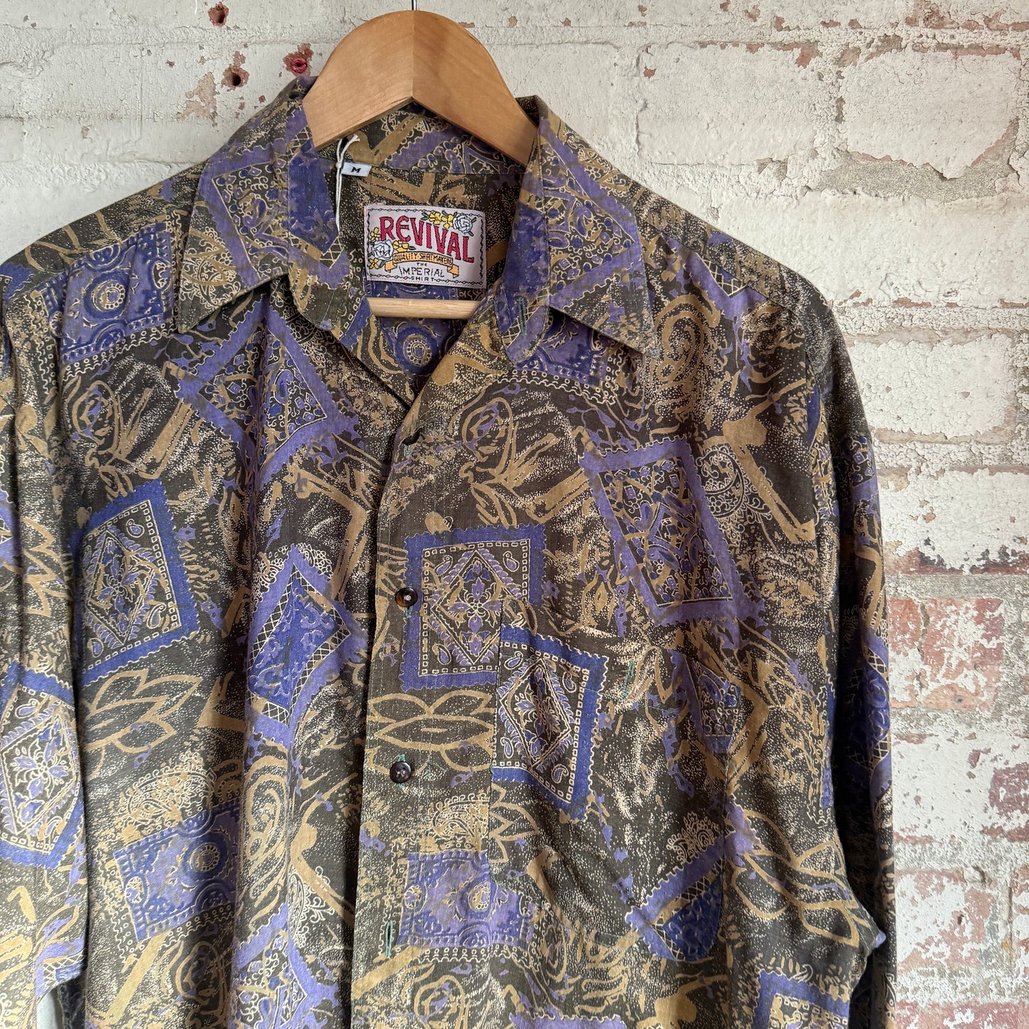 1980s Purple Paisley Printed Button Shirt