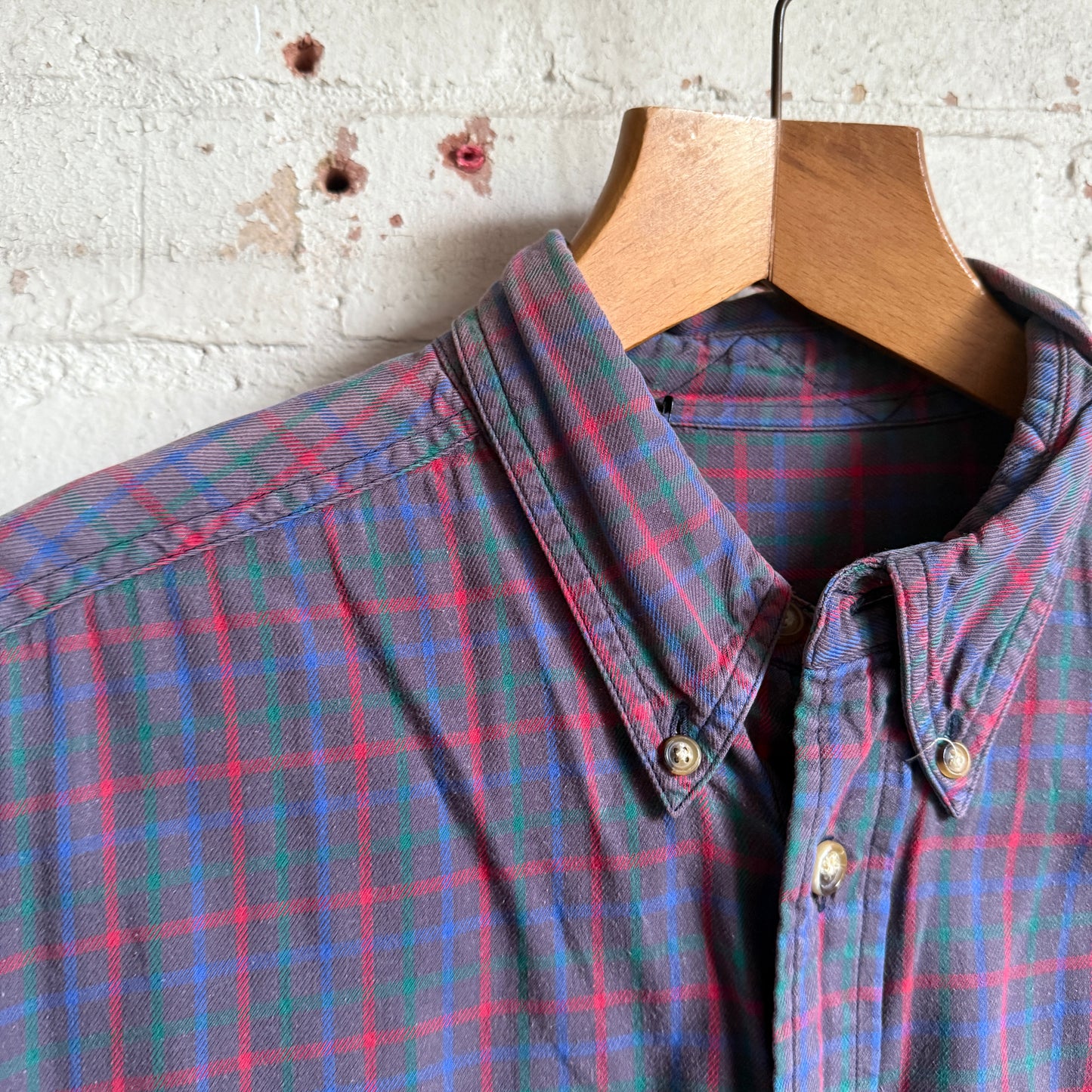 1980s Navy Checkered Long Sleeve Shirt