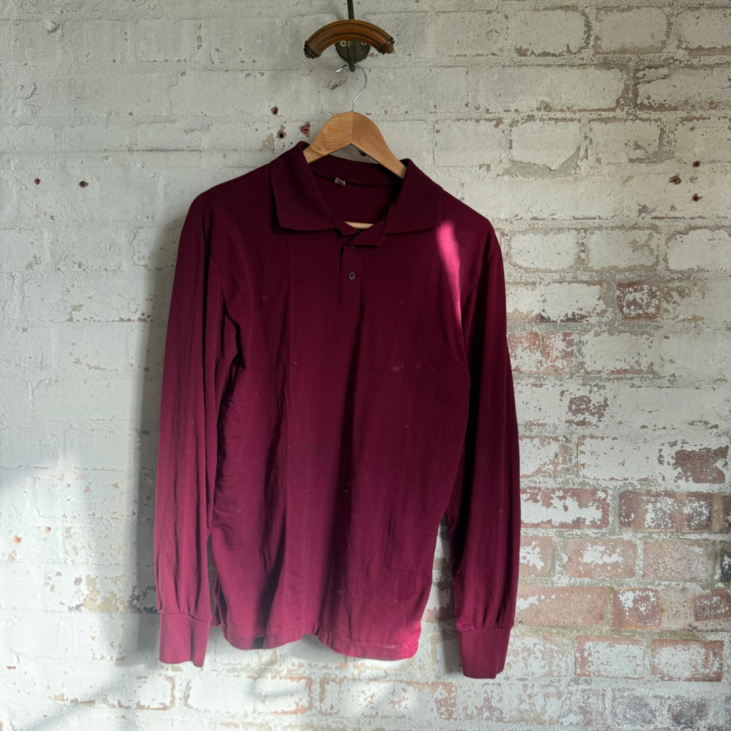 1980s Burgundy Maroon British Polo Shirt Top