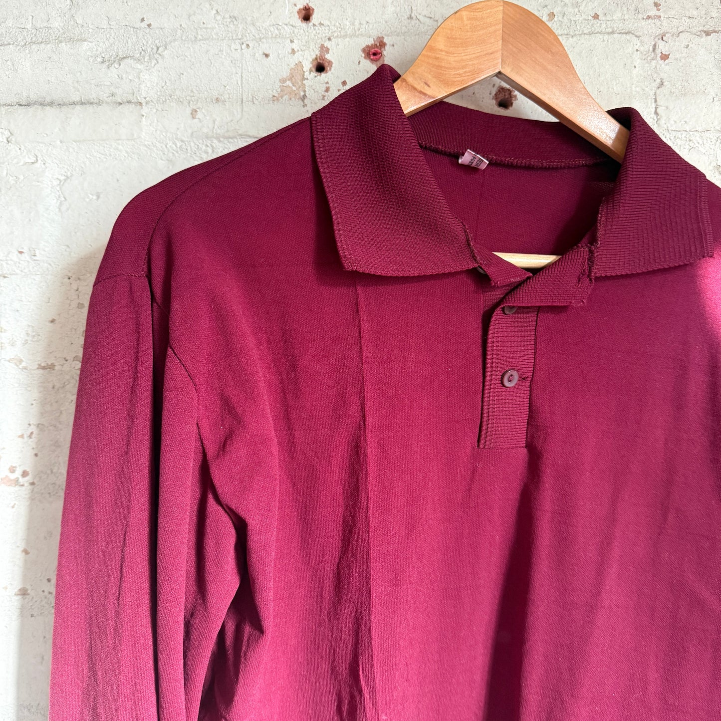 1980s Burgundy Maroon British Polo Shirt Top