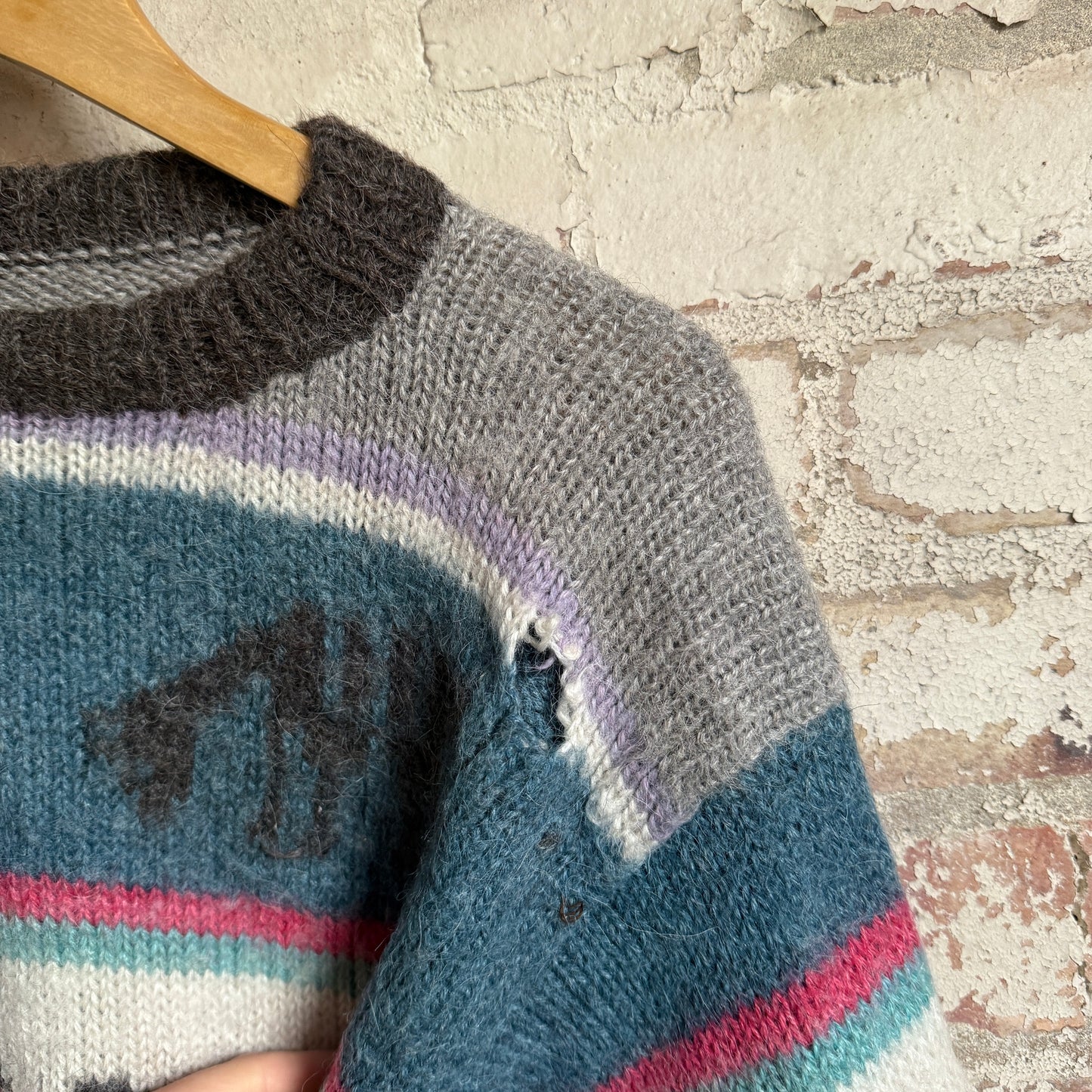 1980s Patterned Graphic Knitted Jumper