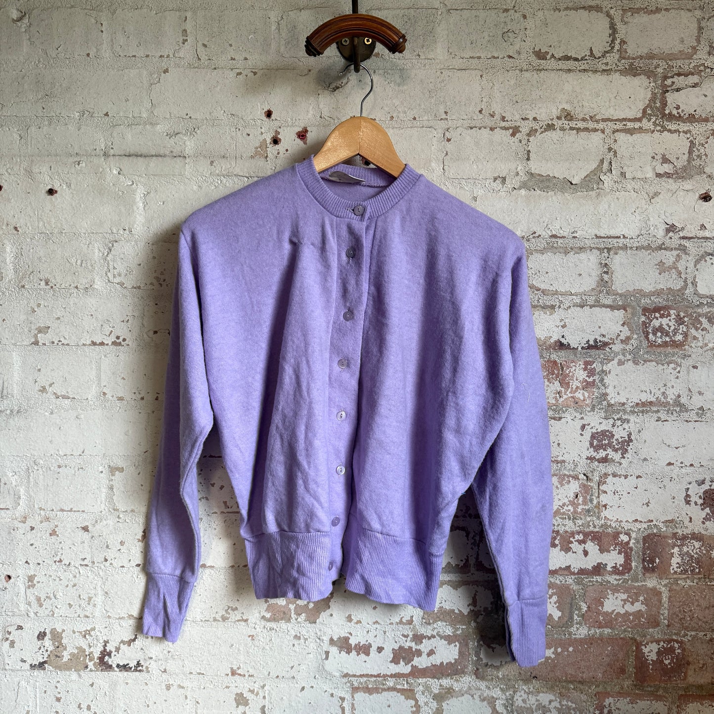 1960s Purple Acrylic British Button Cardigan Jumper
