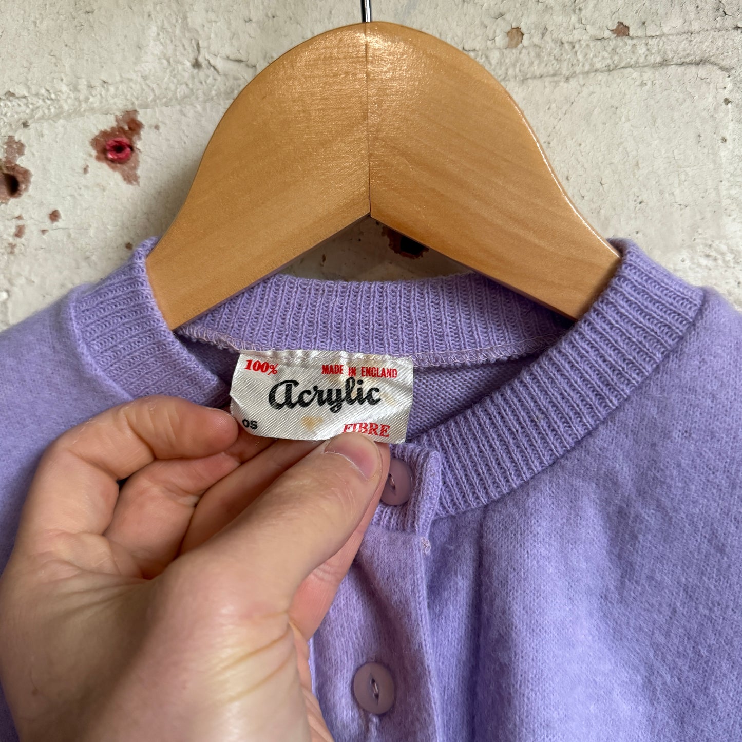 1960s Purple Acrylic British Button Cardigan Jumper