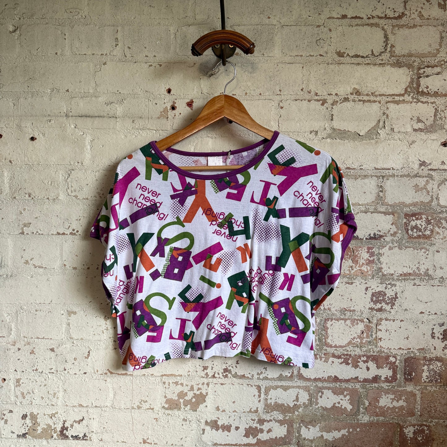 1980s Multicoloured all Over Print Graphic Vest T-Shirt