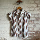1970s Brown Patterned Blouse Shirt Top