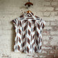 1970s Brown Patterned Blouse Shirt Top